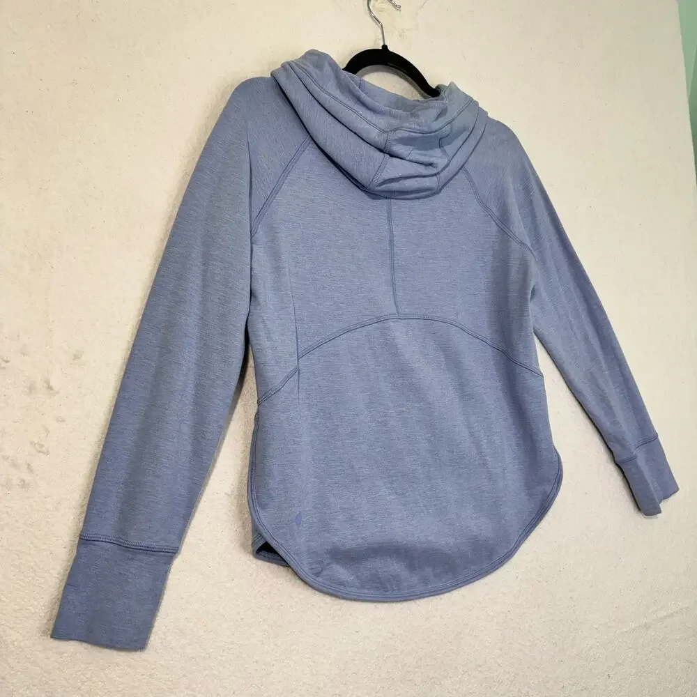 Lululemon Time Out Hoodie Tech Sweatshirt Heathered Indigo Blue Size 6 Athletic